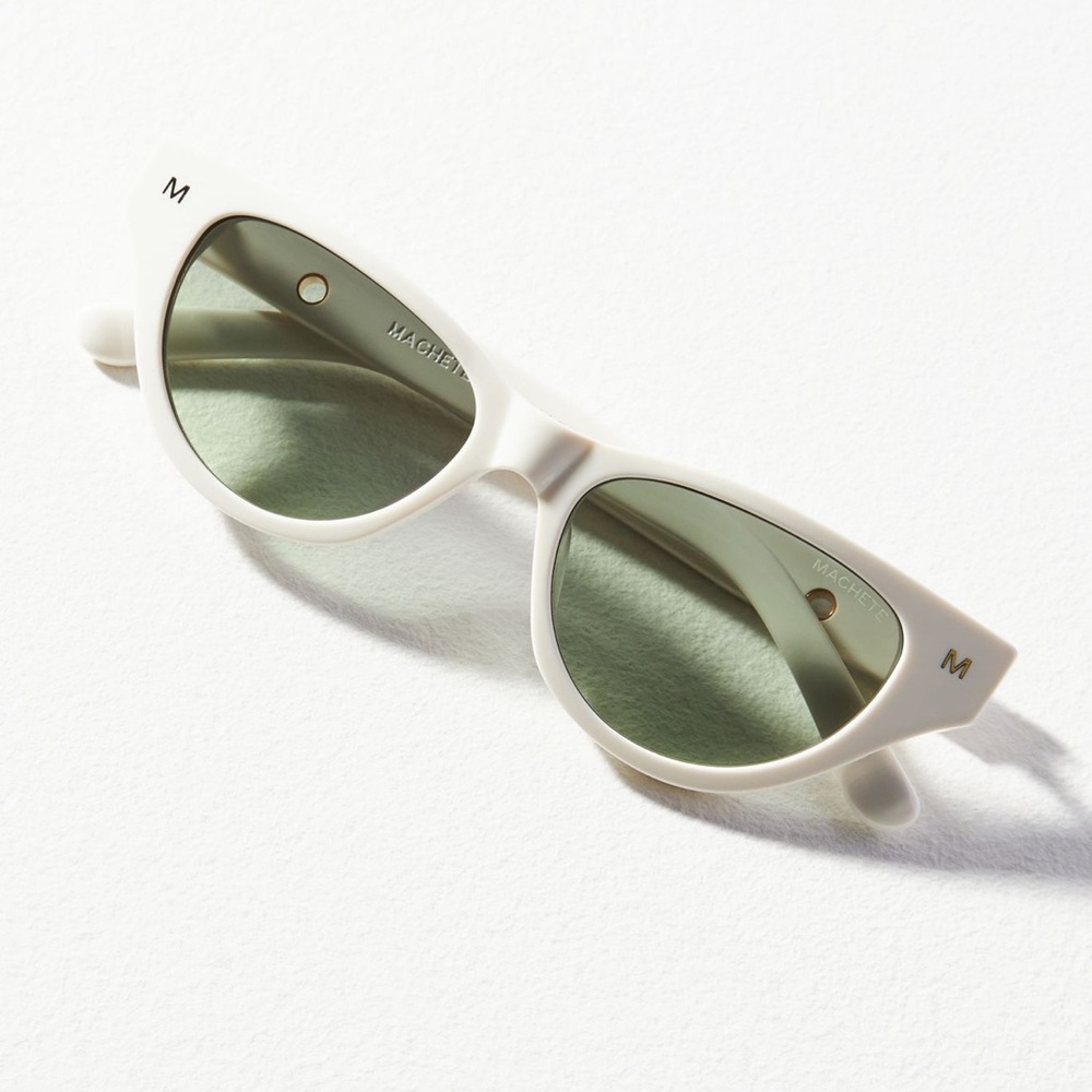 Anthropologie Machete White Cat-Eye Sunglasses UV Protection Italian Glasses NEW